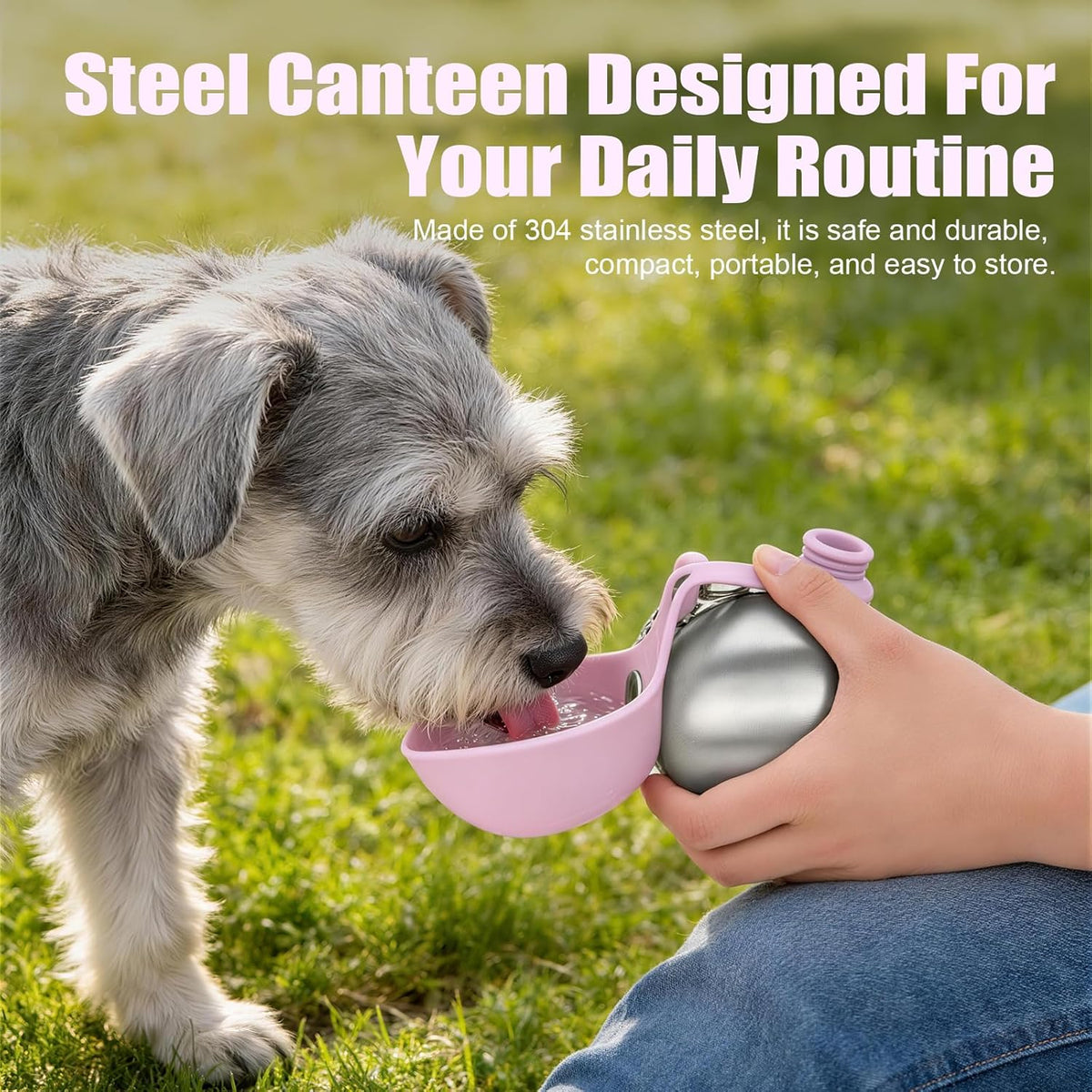 Travel Water Bottle & Bowl — 10 Oz Stainless Steel, image 7 of 10