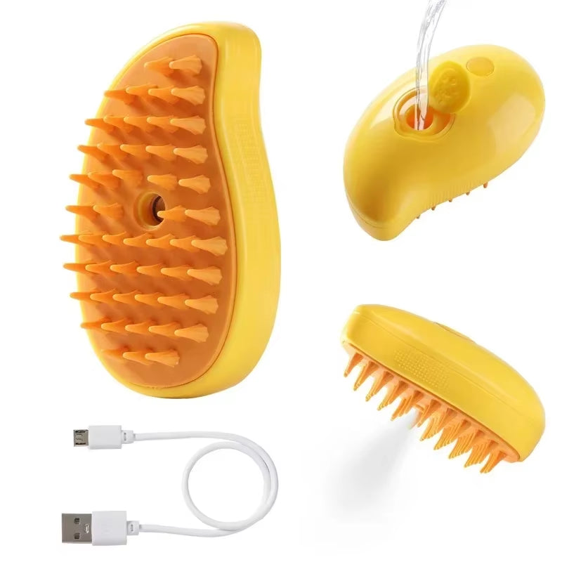 3-In-1 Steam Grooming Brush — Massage, Spray & Deshed