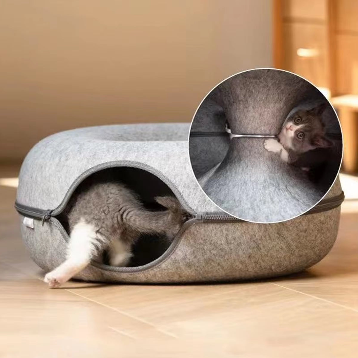 Donut Cat Tunnel Bed — 2-In-1 Play Tunnel & Nest
