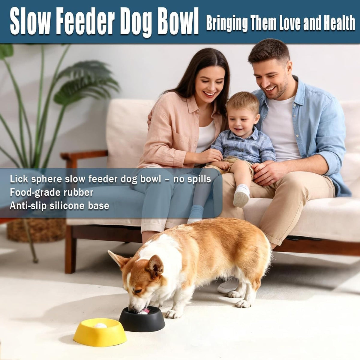 Lick & Roll Slow Feeder Bowl — No-Mess Rolling Ball