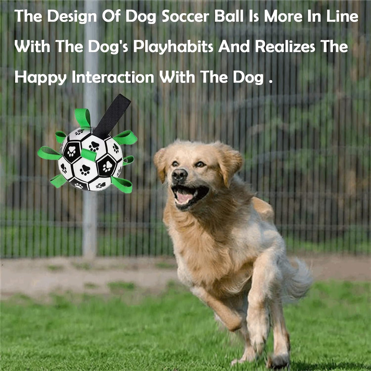 Tough Tug & Fetch Dog Soccer Ball with Grab Straps, image 7 of 7