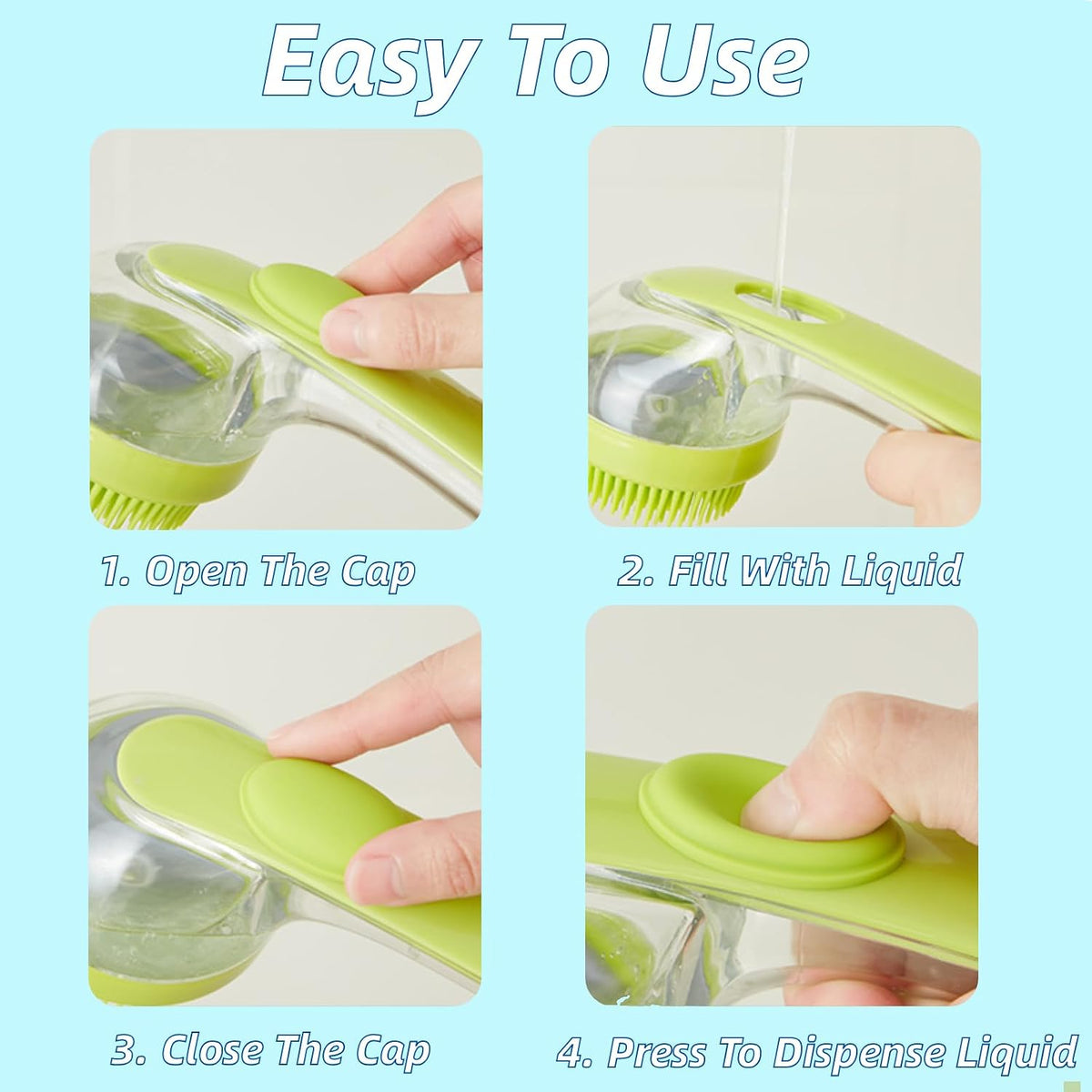 2-In-1 Dog Bath Brush with Shampoo Dispenser