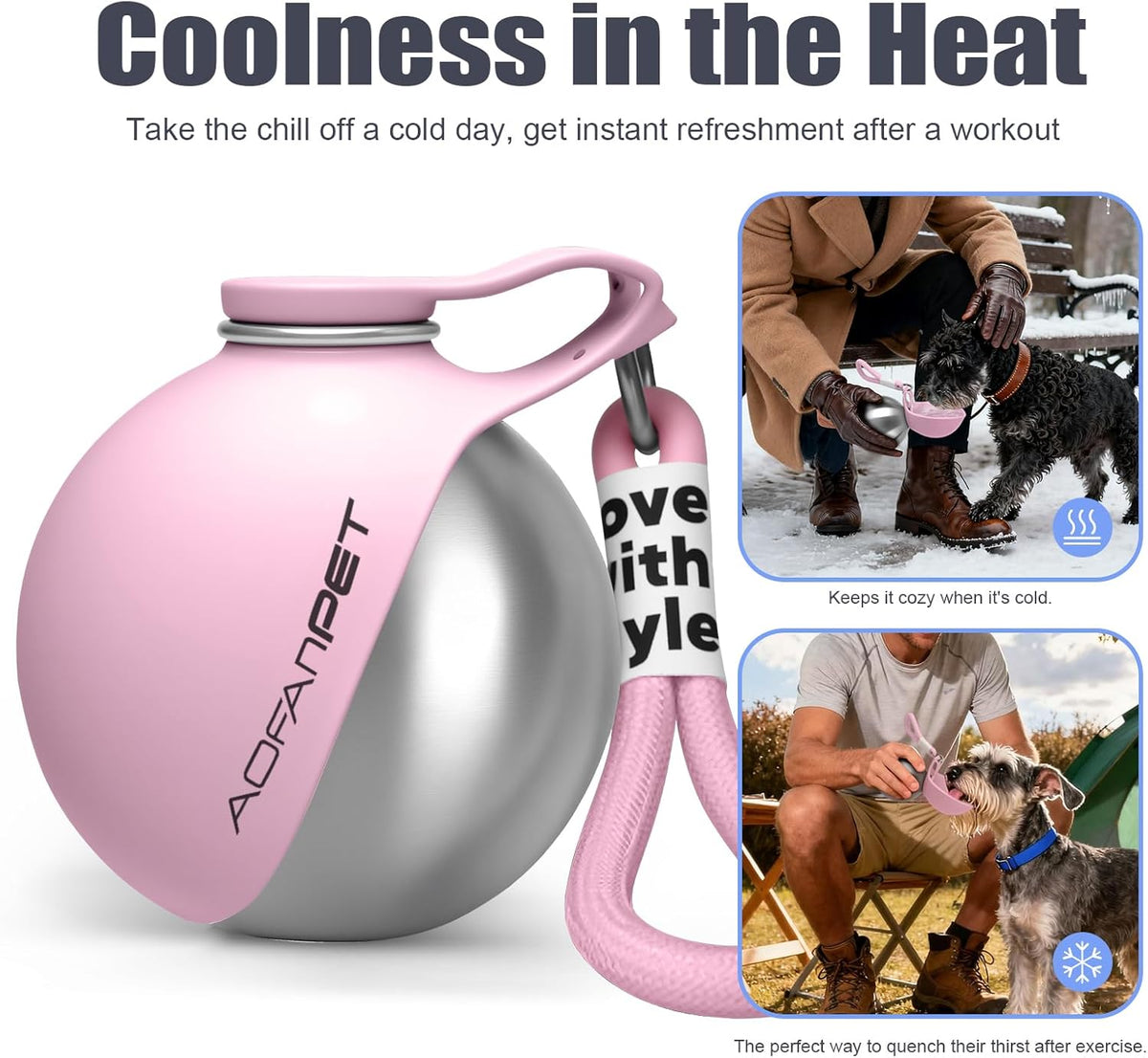 Travel Water Bottle & Bowl — 10 Oz Stainless Steel, image 8 of 10
