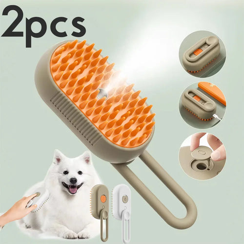 3-In-1 Steam Grooming Brush — Massage, Spray & Deshed
