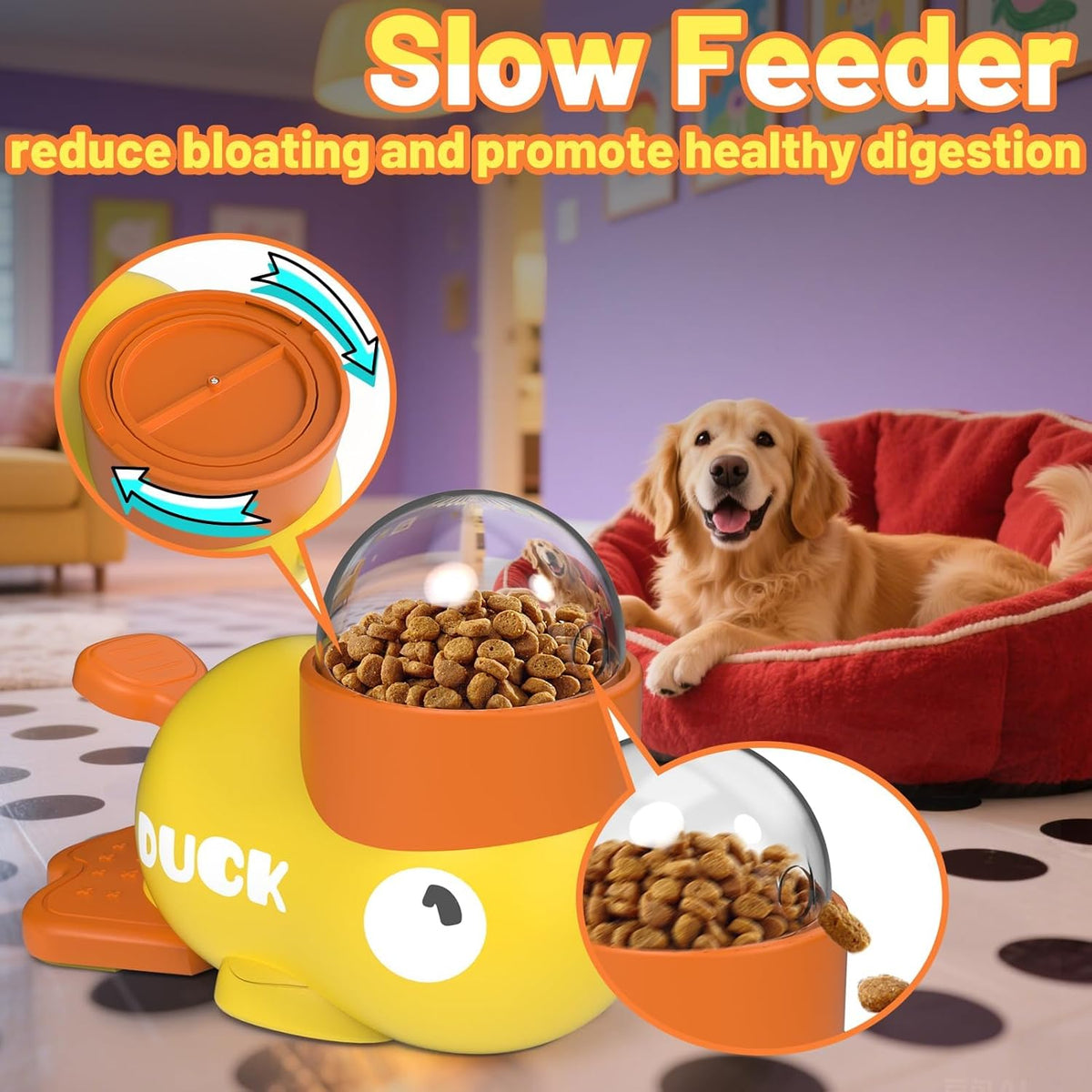 Duck Treat Dispenser & Slow Feeder Puzzle Bowl