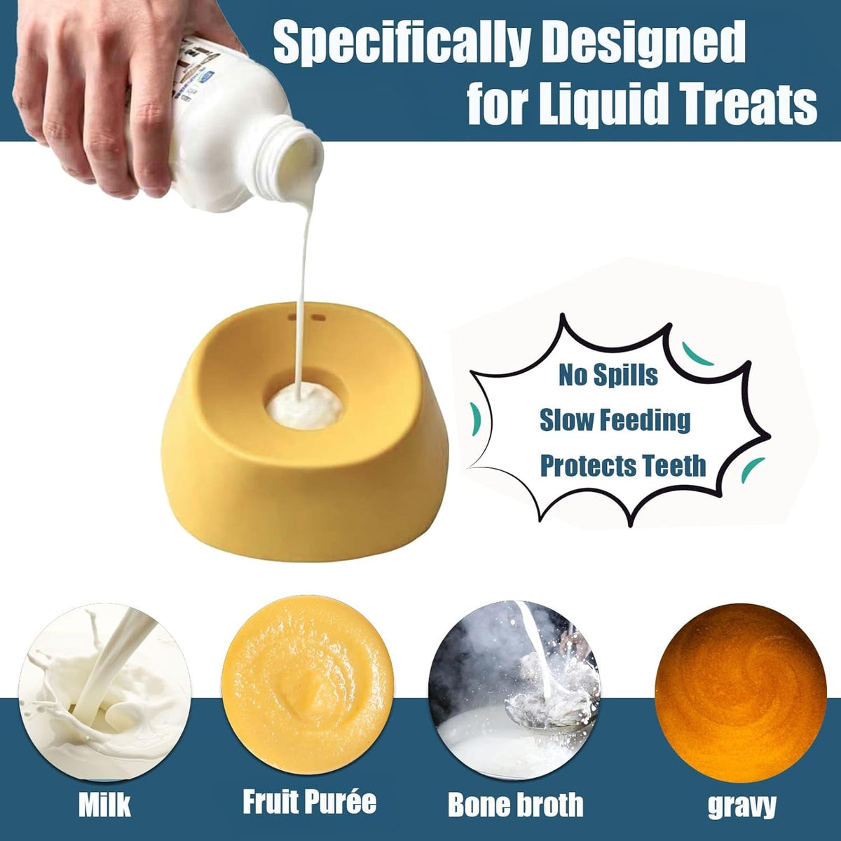 Lick & Roll Slow Feeder Bowl — No-Mess Rolling Ball, image 5 of 7