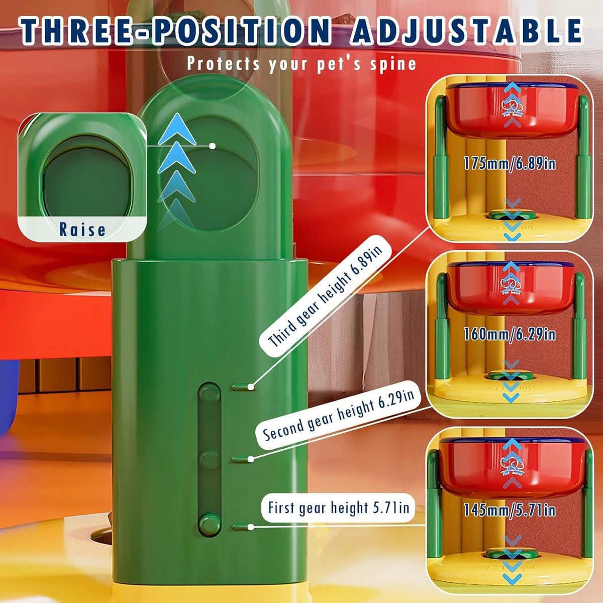 Adjustable-Height Raised Pet Bowl with Suction Base