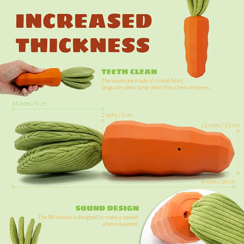 Natural Rubber Carrot Chew Toy for Tough Chewers