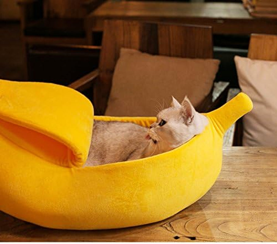 Banana Cuddle Cat Bed — Soft Enclosed Sleeping Cave, image 9 of 9