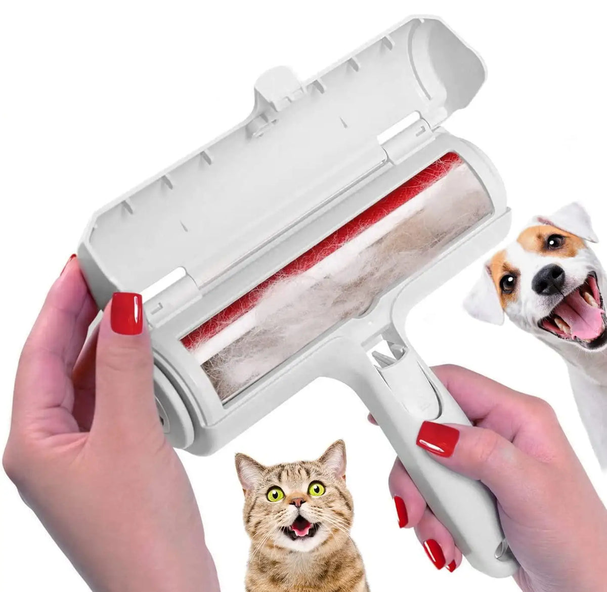 Self-Cleaning Pet Fur Roller with Base Station