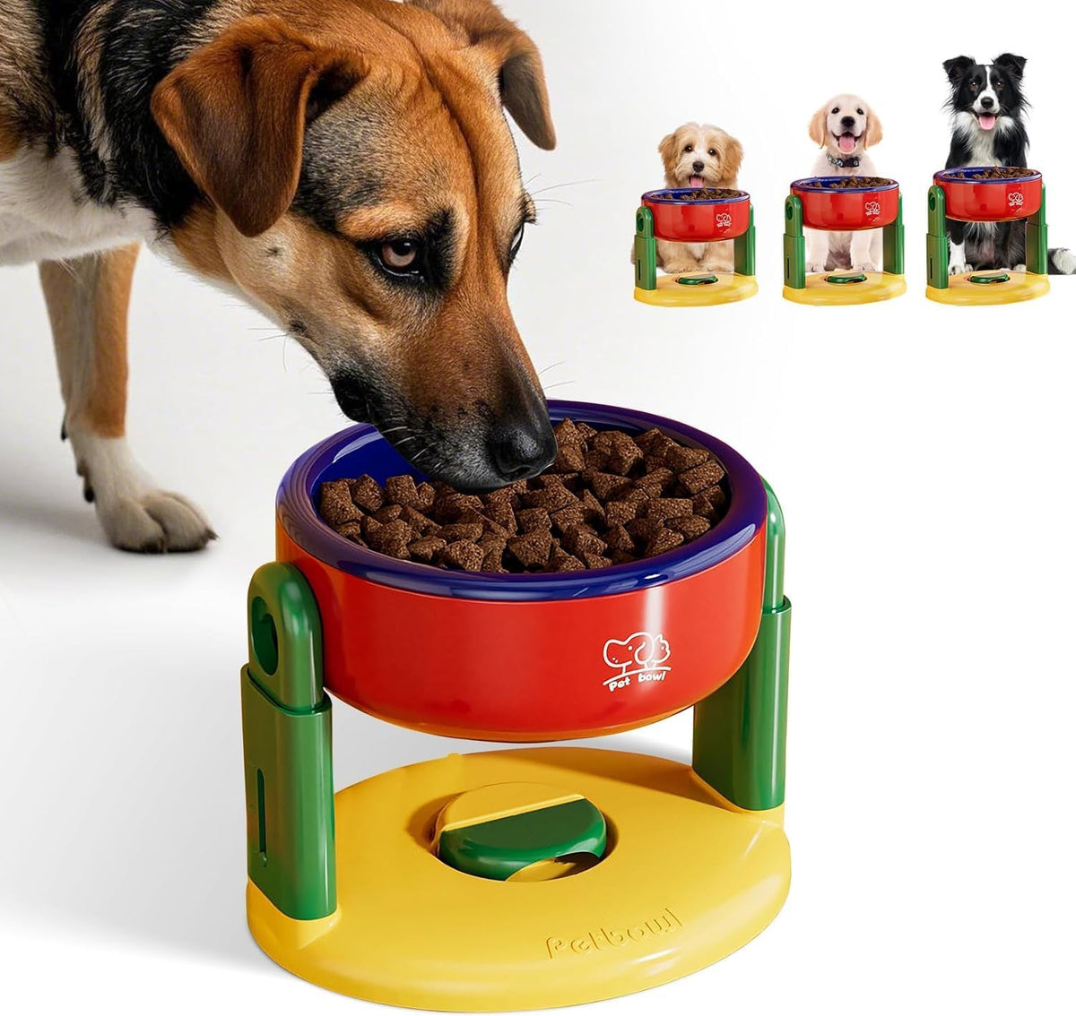 Adjustable-Height Raised Pet Bowl with Suction Base