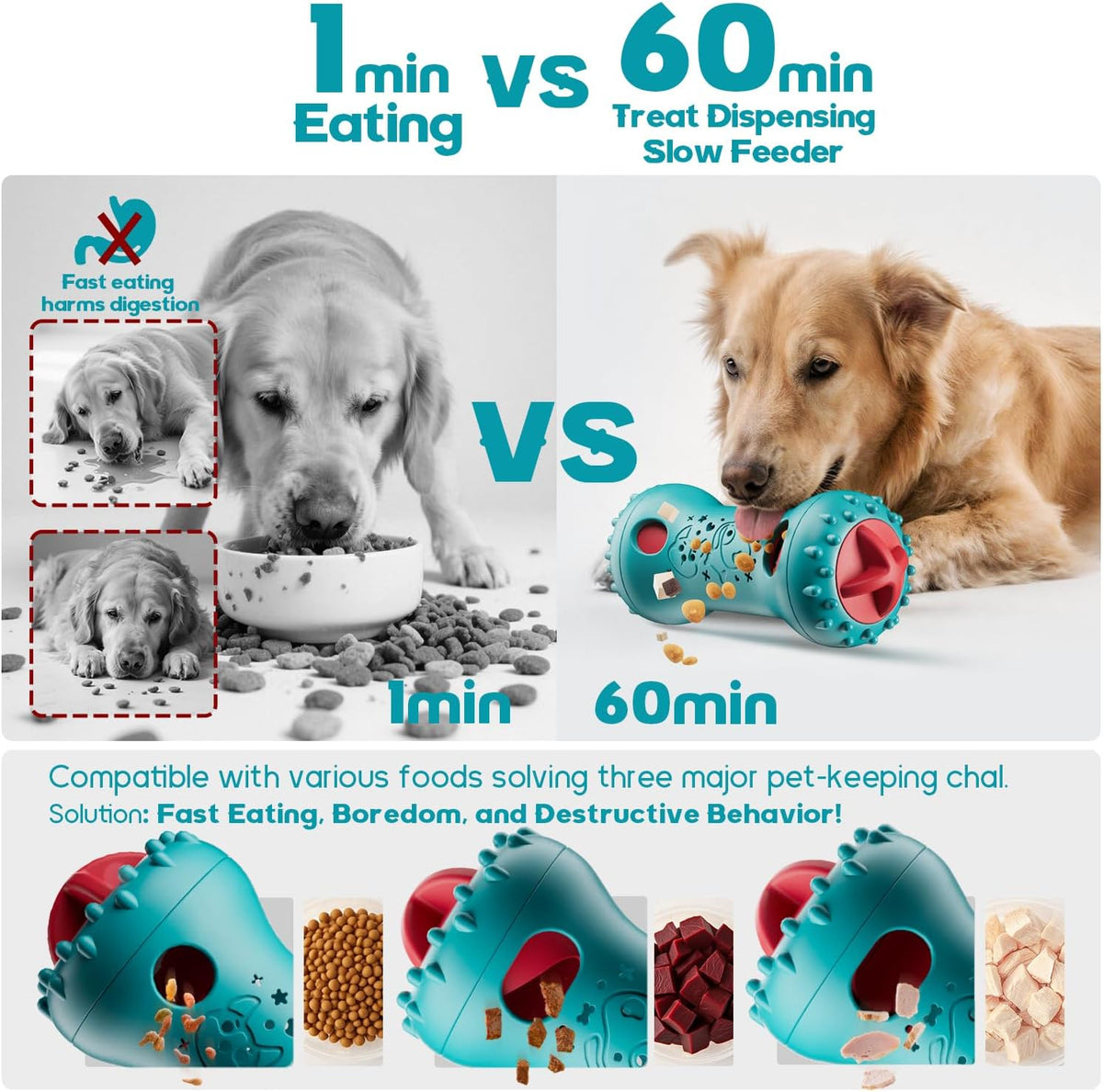 Adjustable Treat-Dispensing Puzzle Ball for Dogs, image 3 of 8