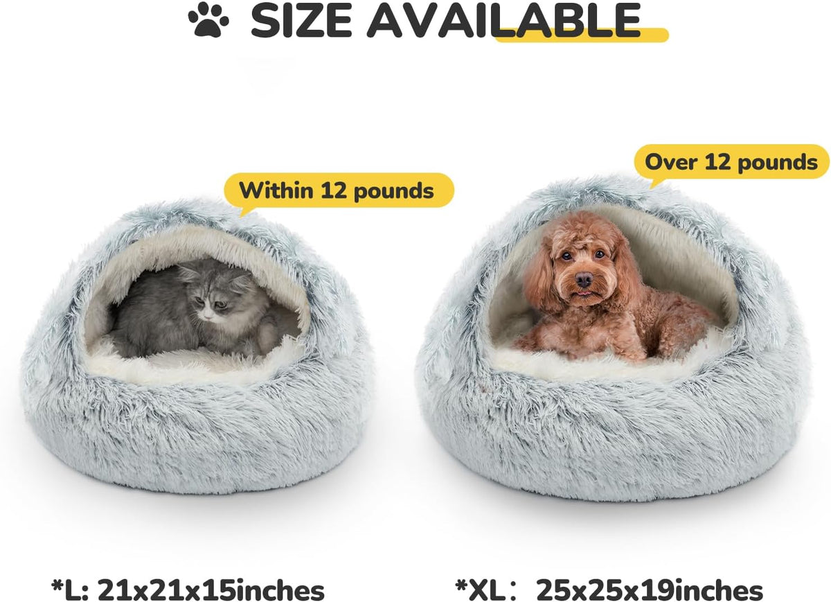 Hooded Plush Cave Cat Bed — Washable, Non-Slip Base, image 6 of 8
