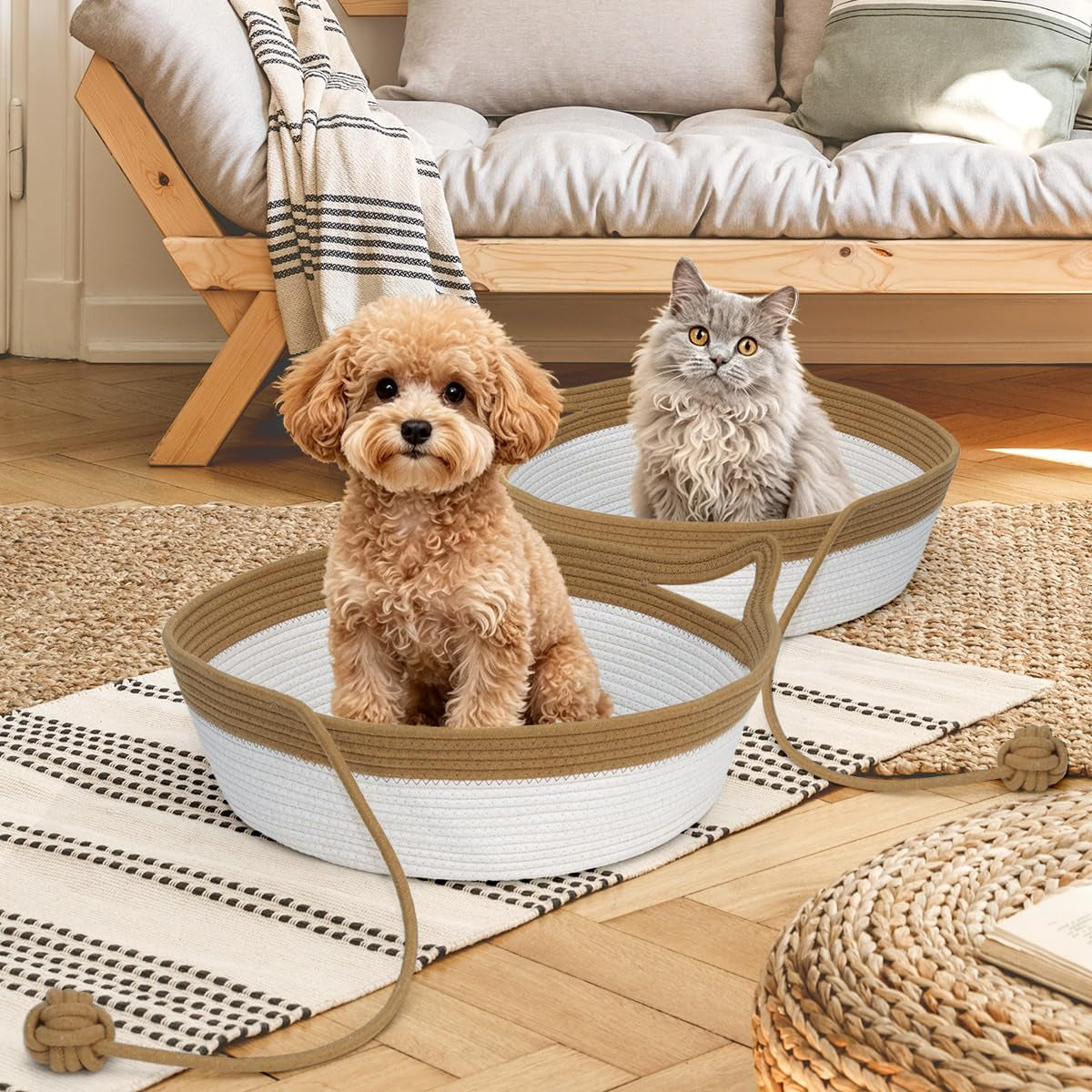 Hand-Woven Cotton Rope Cat Bed with Play Ball, image 8 of 8