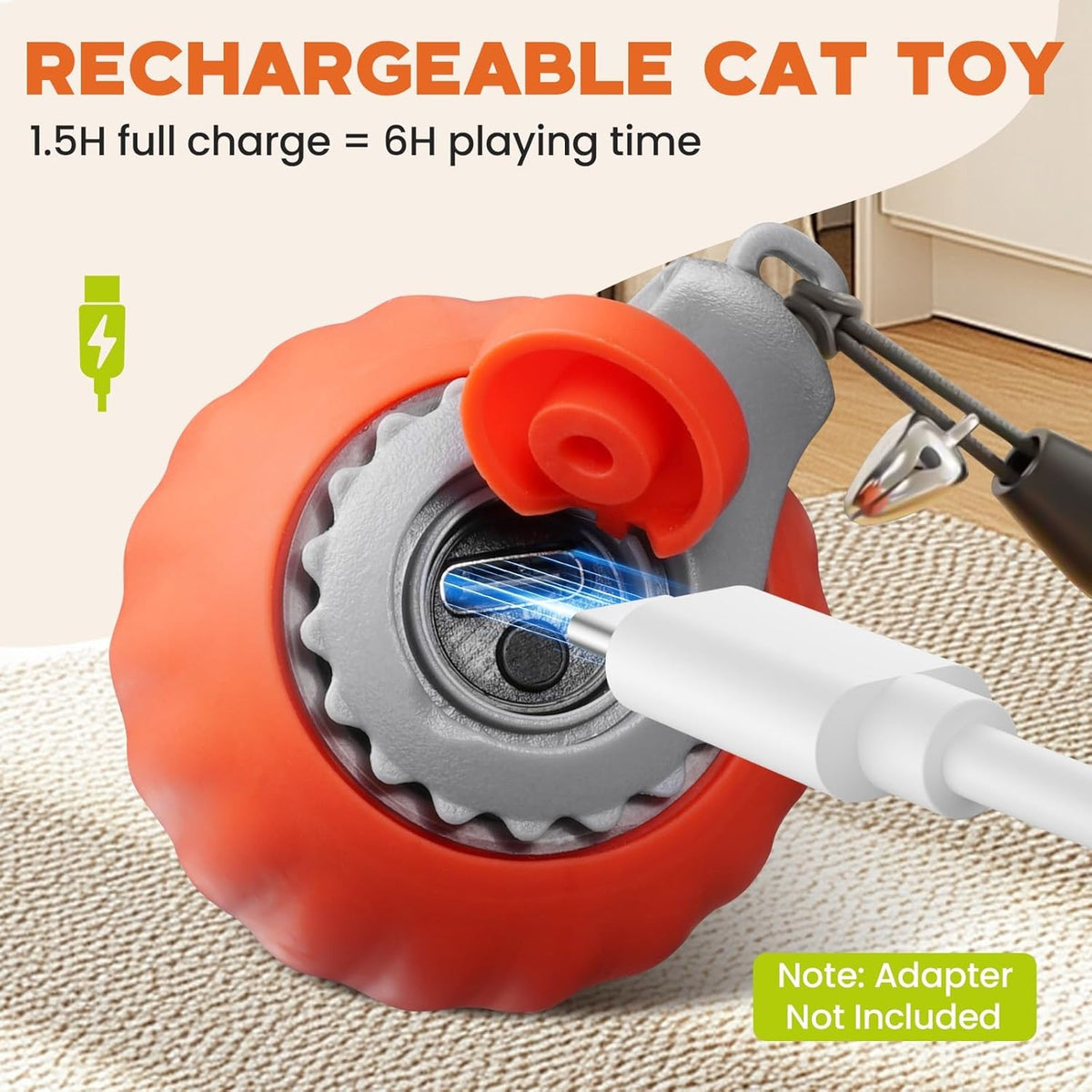 Motion-Activated Cat Ball with Teaser Tail, image 5 of 7