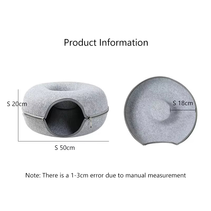 Donut Cat Tunnel Bed — 2-In-1 Play Tunnel & Nest
