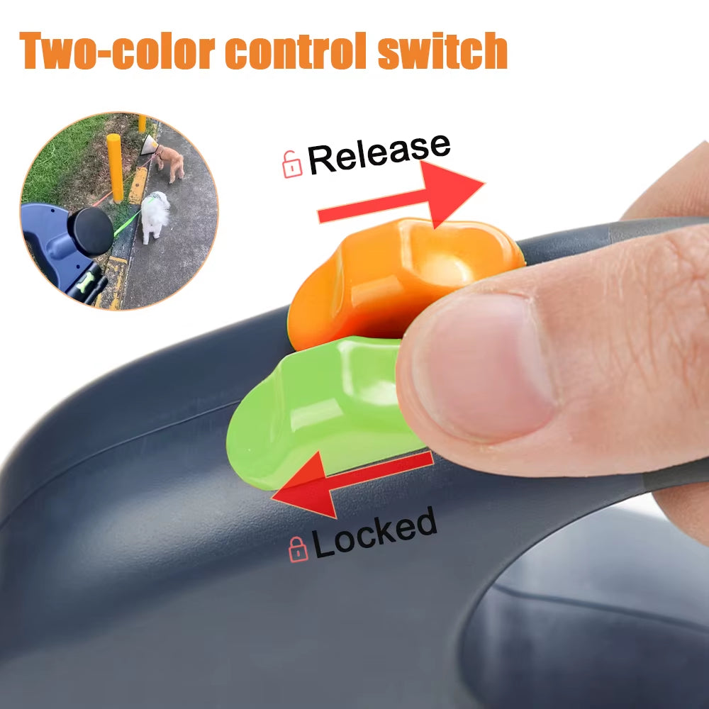 Dual Retractable Leash with LED Light — No-Tangle Swivel