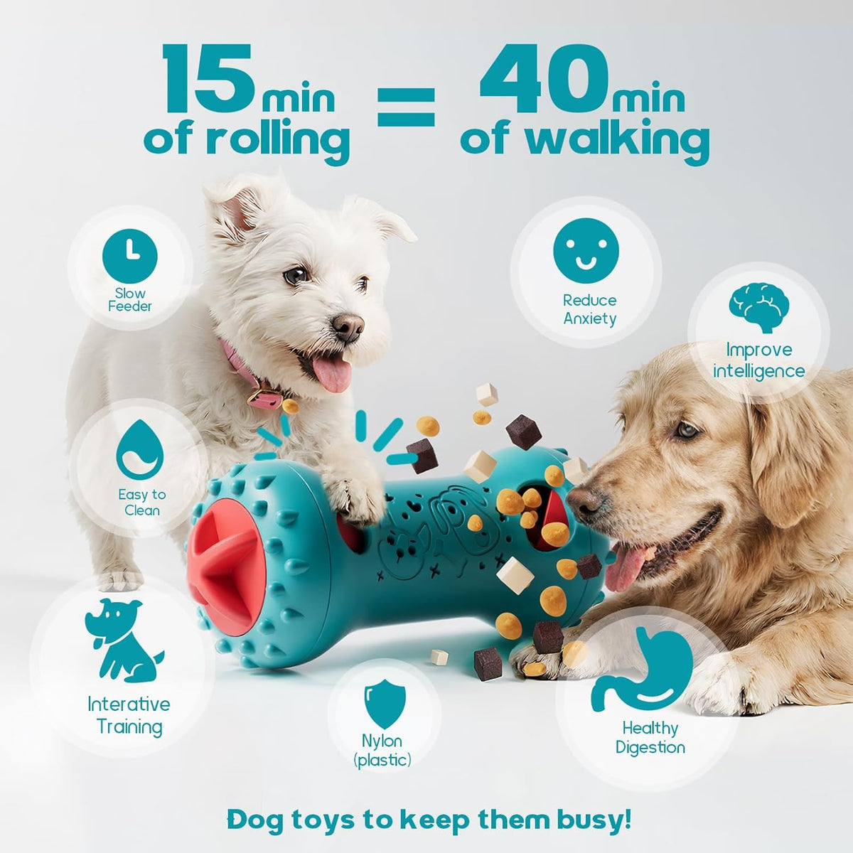Adjustable Treat-Dispensing Puzzle Ball for Dogs, image 2 of 8