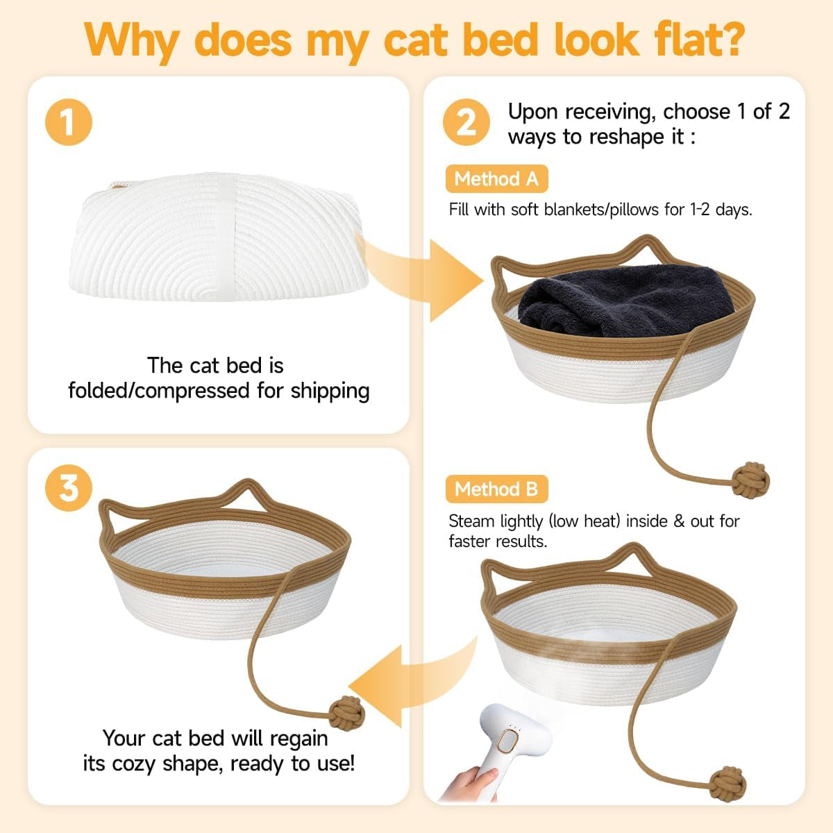 Hand-Woven Cotton Rope Cat Bed with Play Ball, image 7 of 8