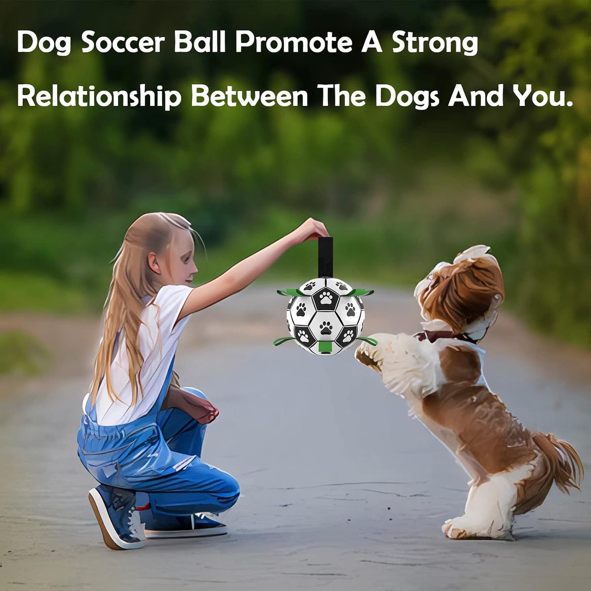 Tough Tug & Fetch Dog Soccer Ball with Grab Straps, image 5 of 7