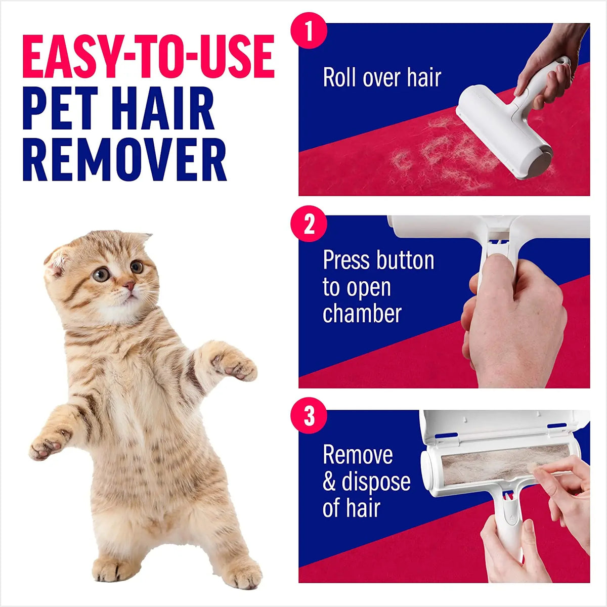 Self-Cleaning Pet Fur Roller with Base Station