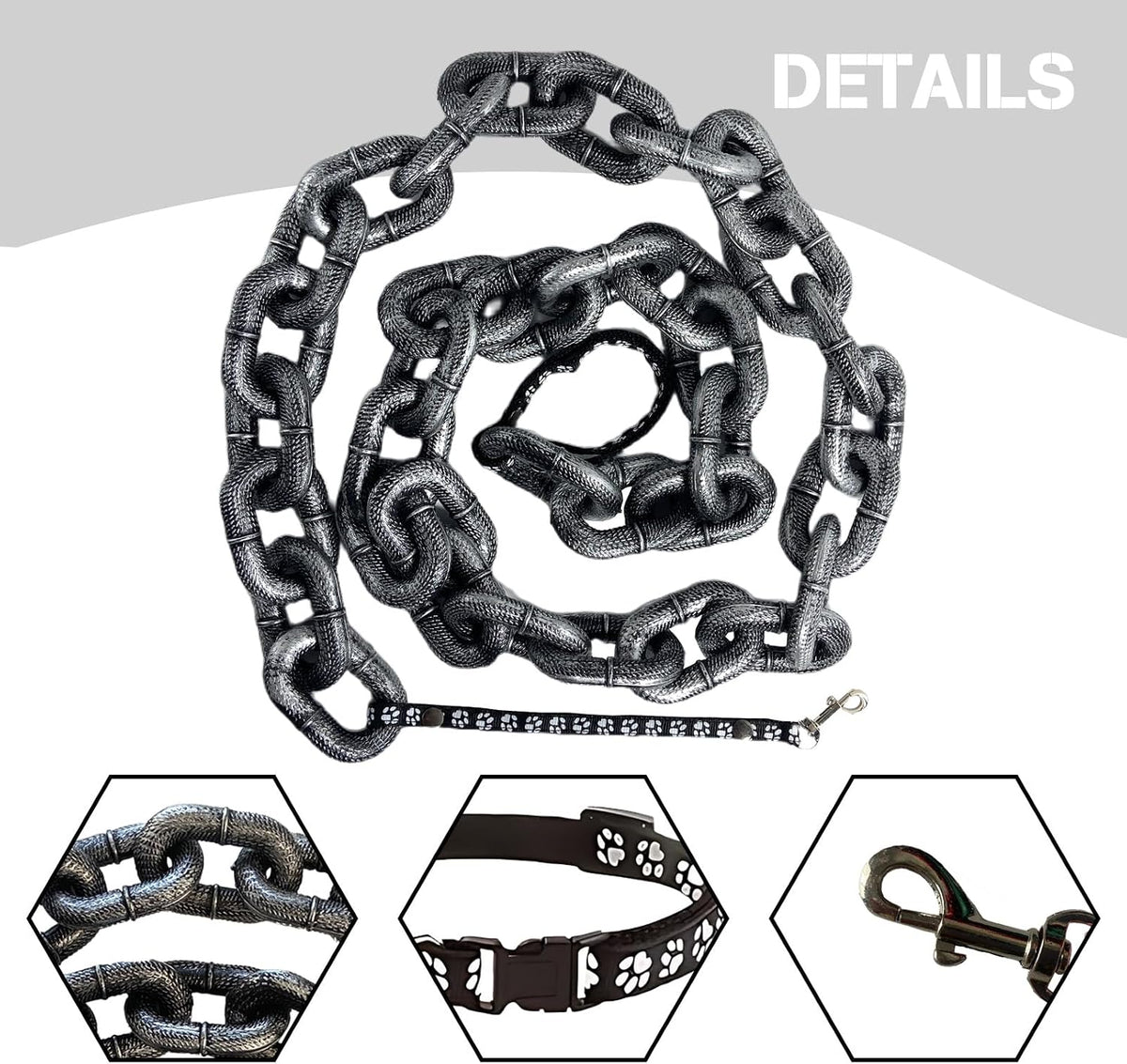 Oversized Novelty Chain Leash — 6 Ft Lightweight