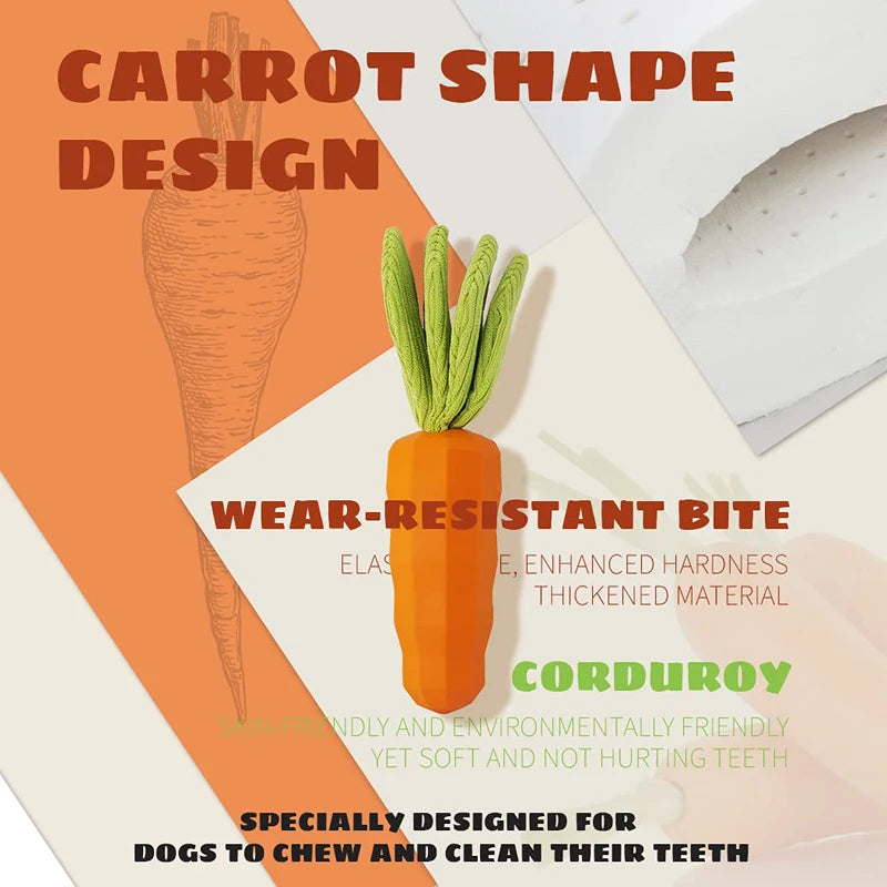 Natural Rubber Carrot Chew Toy for Tough Chewers
