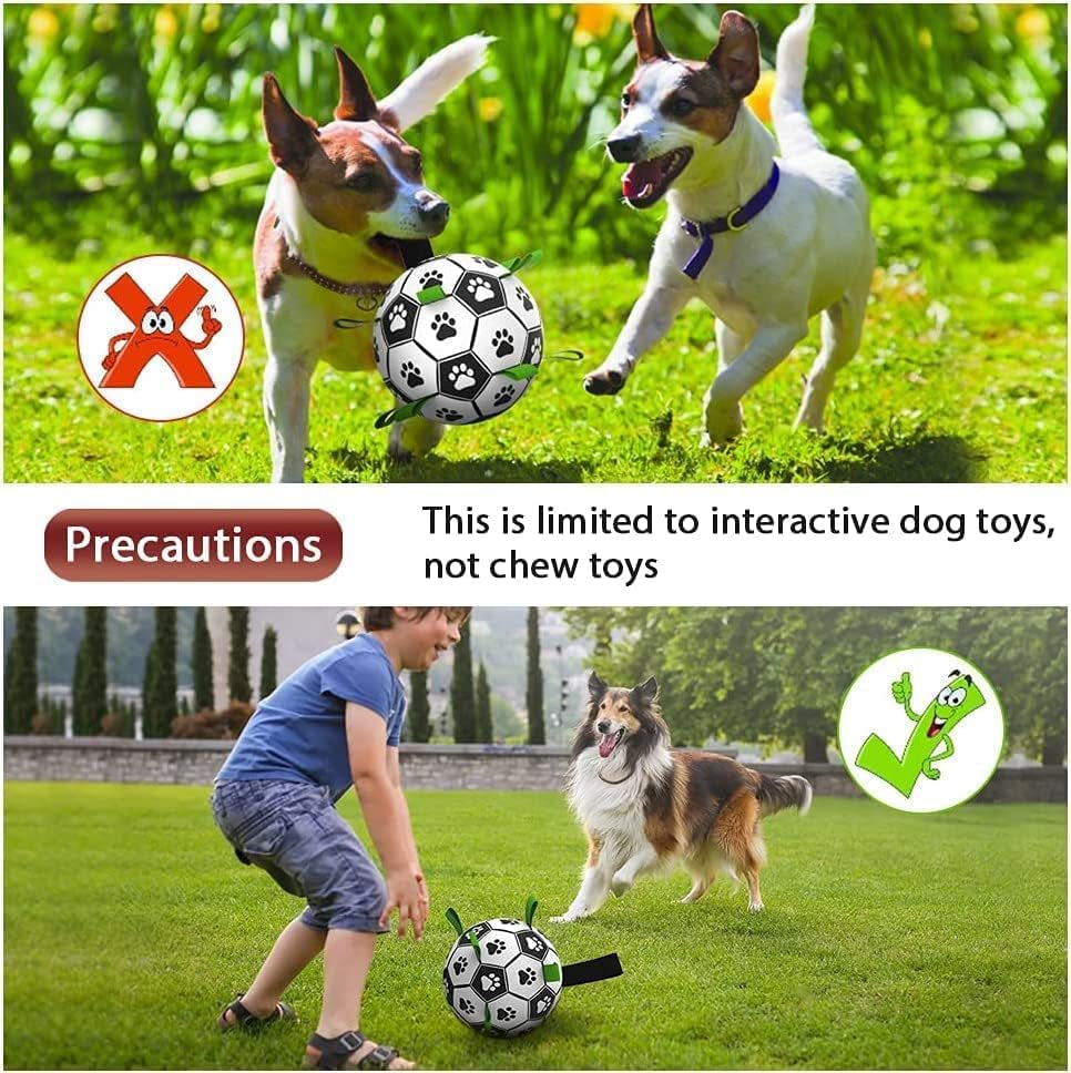 Tough Tug & Fetch Dog Soccer Ball with Grab Straps