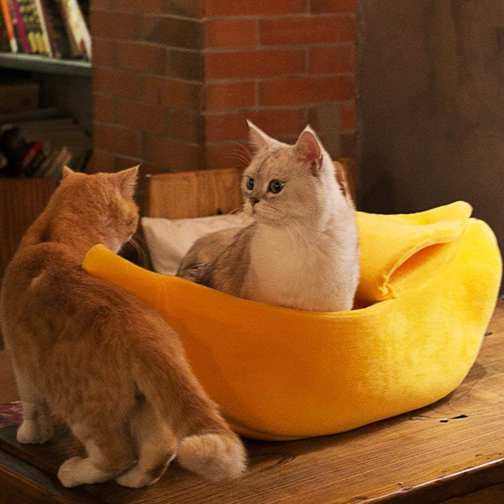 Banana Cuddle Cat Bed — Soft Enclosed Sleeping Cave, image 8 of 9