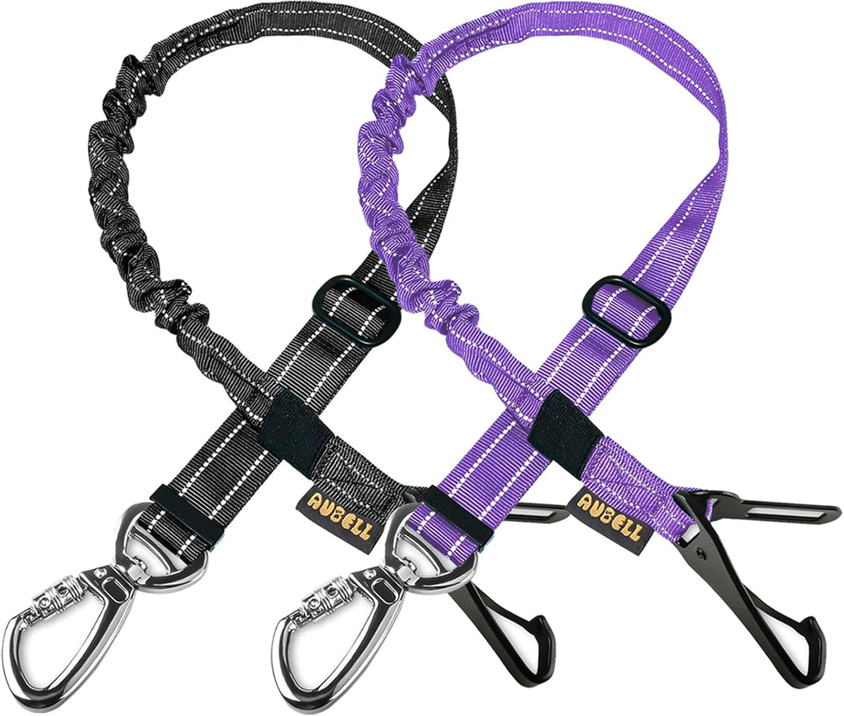 Dog Car Seat Belt Tether — Reflective Bungee, 2 Pack