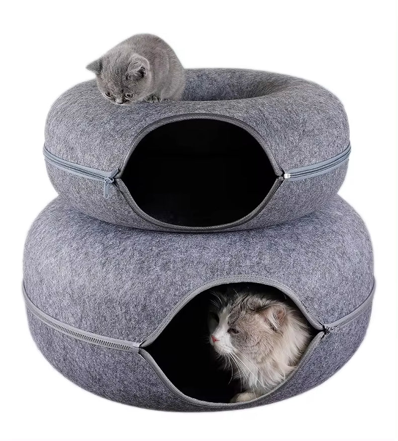 Donut Cat Tunnel Bed — 2-In-1 Play Tunnel & Nest