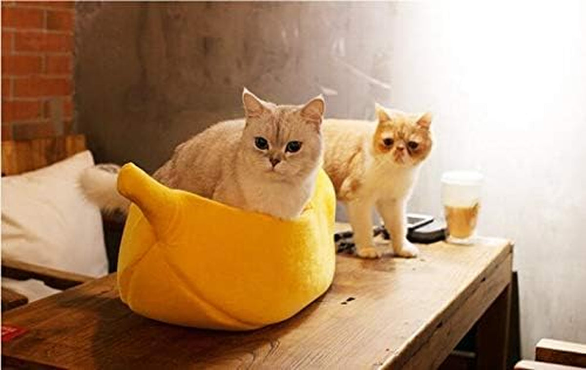 Banana Cuddle Cat Bed — Soft Enclosed Sleeping Cave, image 7 of 9