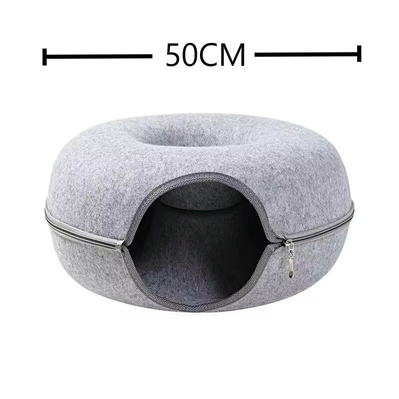 Donut Cat Tunnel Bed — 2-In-1 Play Tunnel & Nest