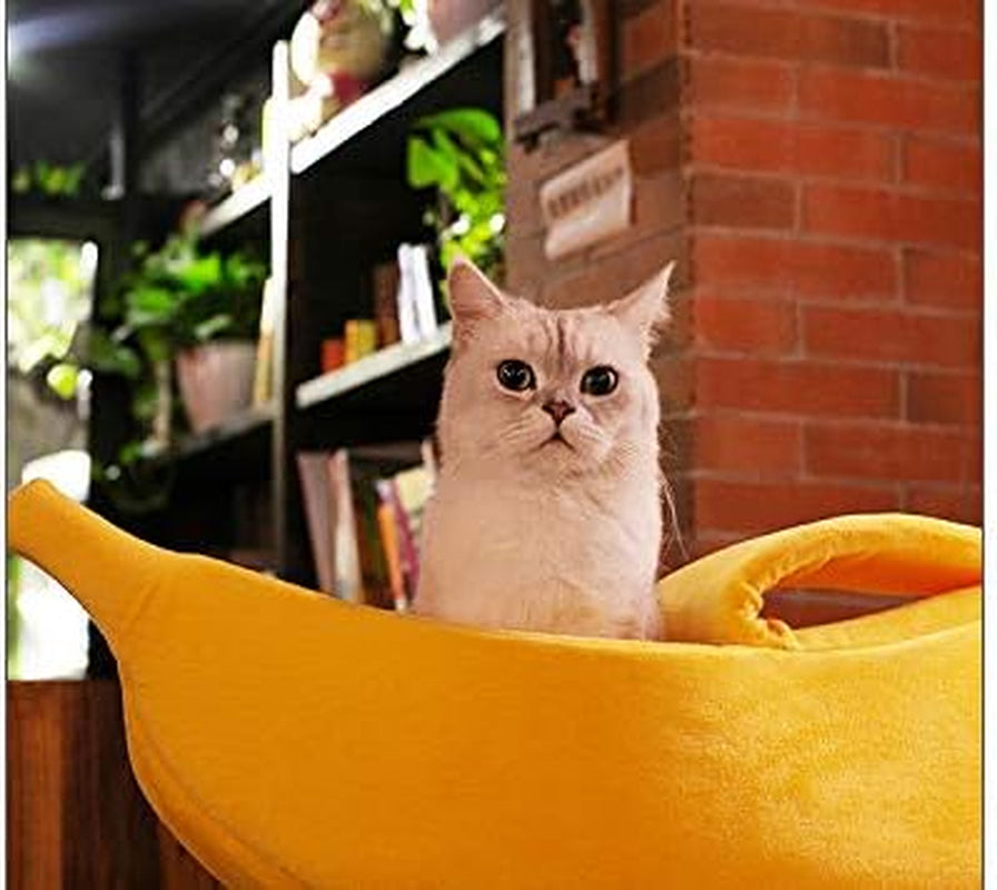 Banana Cuddle Cat Bed — Soft Enclosed Sleeping Cave