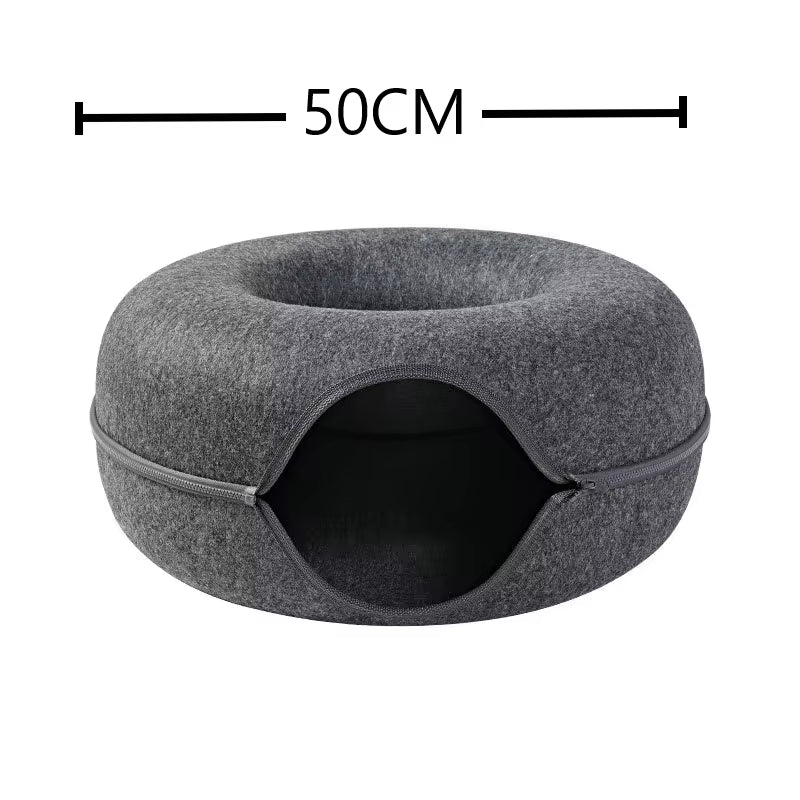 Donut Cat Tunnel Bed — 2-In-1 Play Tunnel & Nest