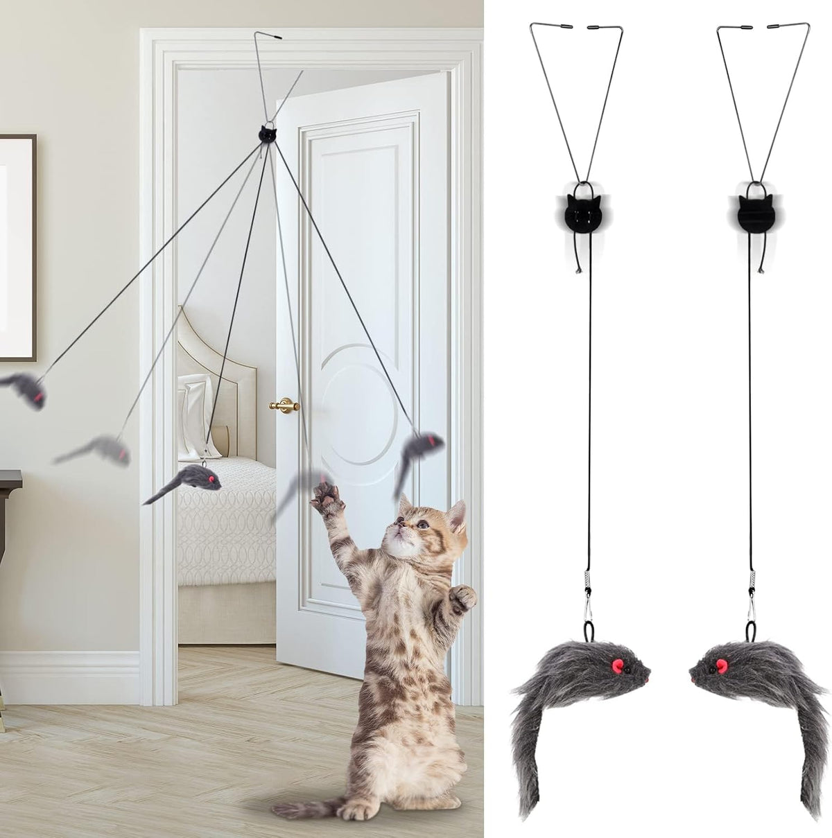 Door-Hanging Cat Teaser Toys — 2 Pack