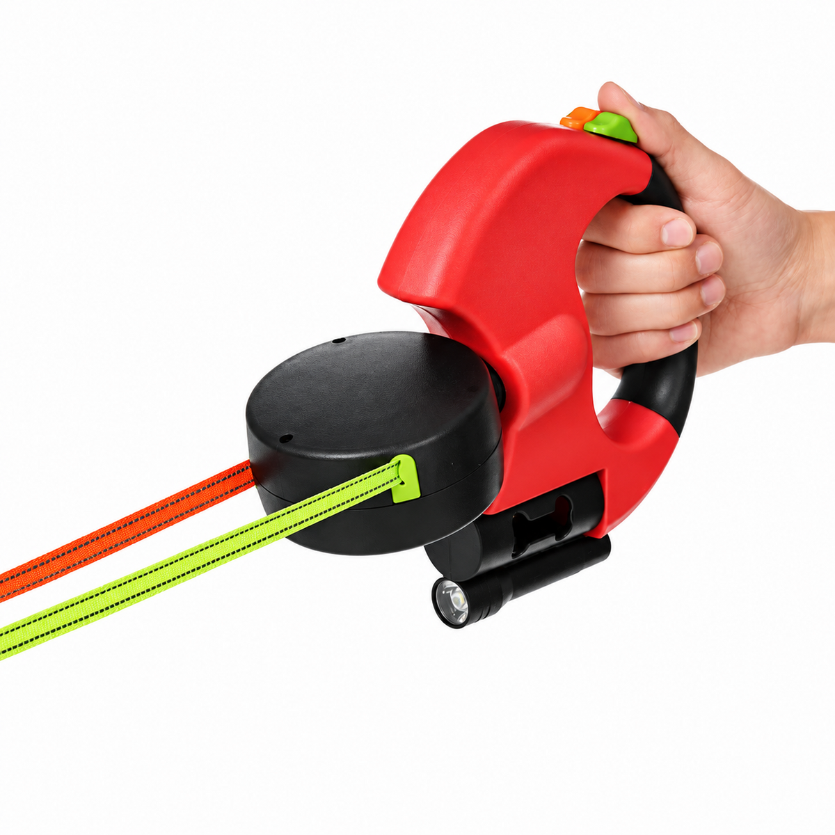 Dual Retractable Leash with LED Light — Red