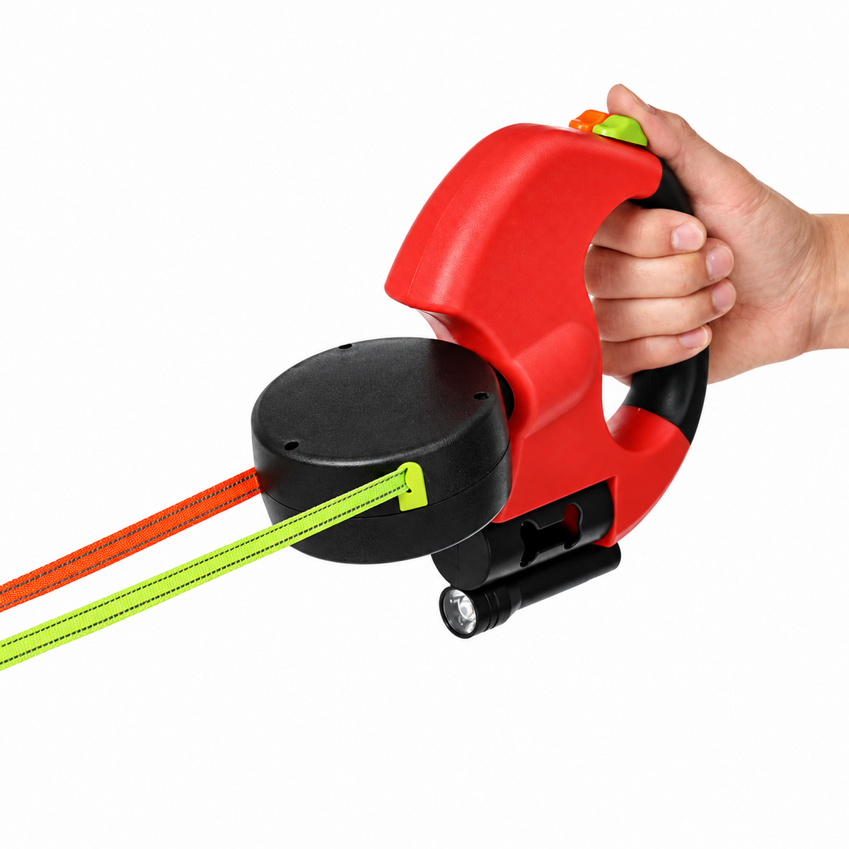 Dual Retractable Leash with LED Light — Red