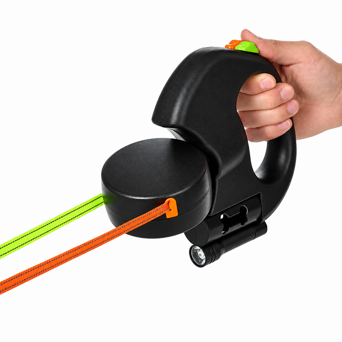 Dual Retractable Leash with LED Light — Black, image 5 of 9