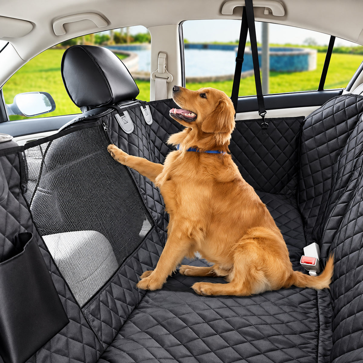 Waterproof Back Seat Dog Hammock with Mesh Window
