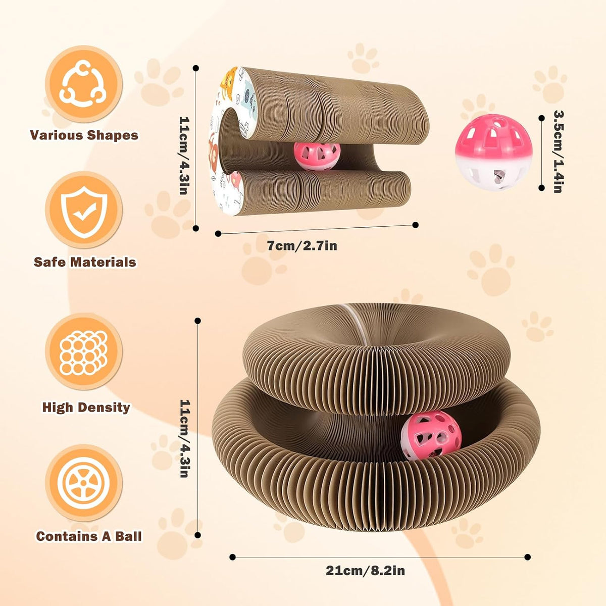 Foldable Organ Cat Scratcher with Bell Ball